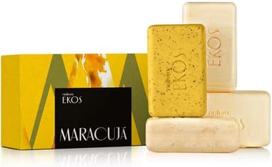 Natura Ekos Maracujá Sabonete em Barra Cremoso e Esfoliante Puro Vegetal 4x100g